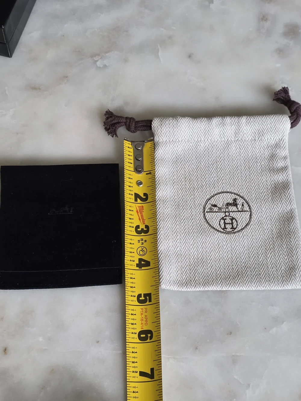 Authentic Hermes Canvas Drawstring & Velvet Accessory Pouch Set